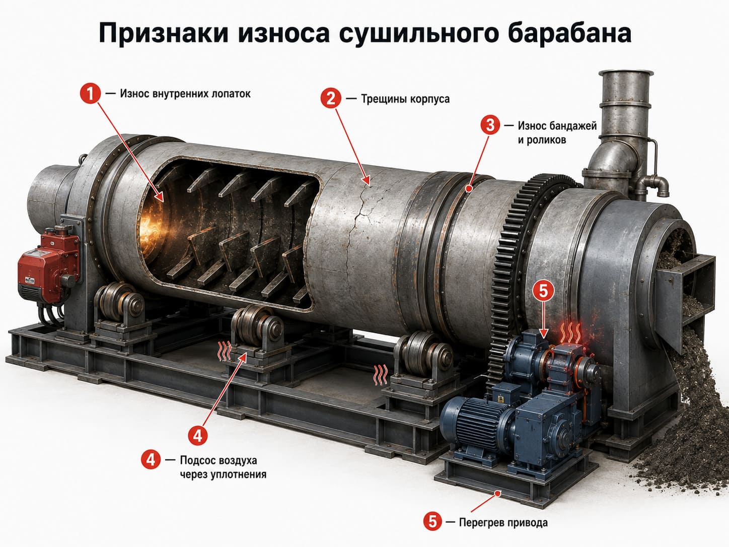 Признаки износа сушильного барабана АБЗ